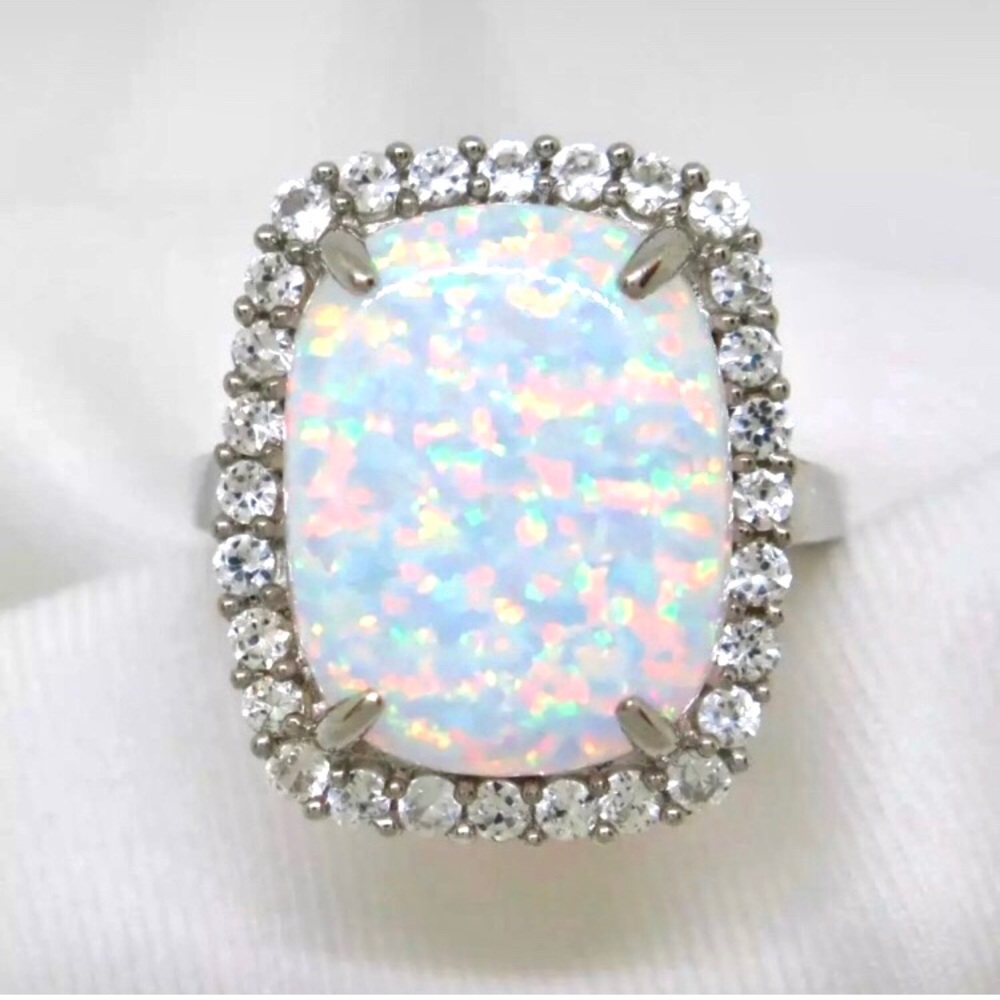 💠WHITE AUSTRALIAN OPAL RING•925 STERLING SILVER💠